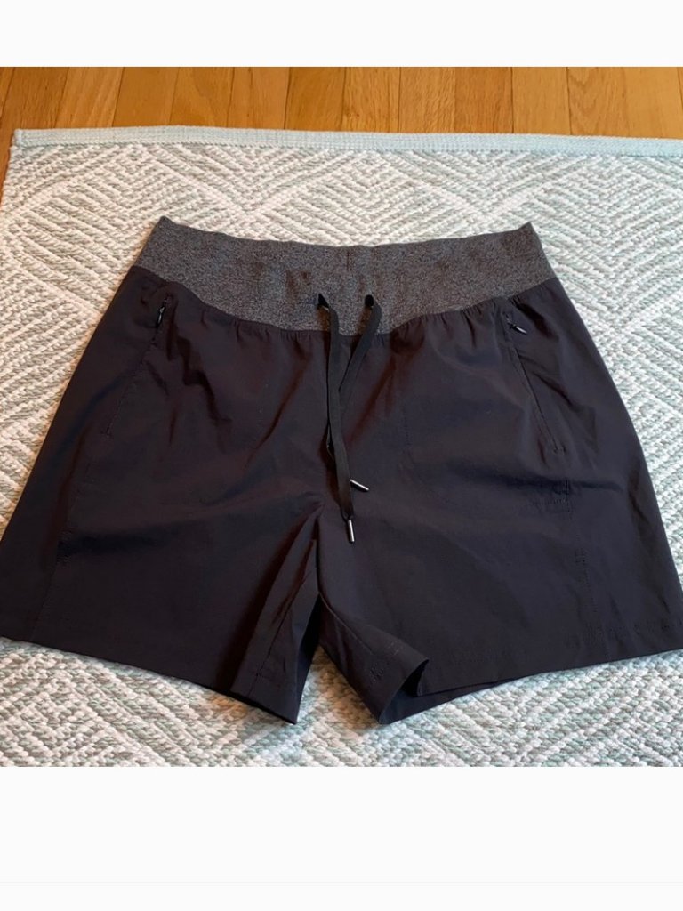 Te Verde Black Gray Elastic Waist Athletic Active Shorts